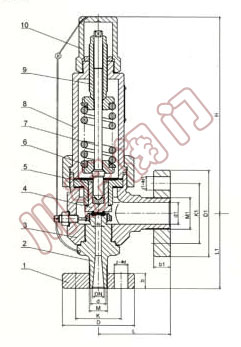 A41Y-320弹簧微启封闭式高压安全阀,结构图