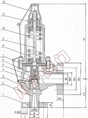 A42Y-160/320弹簧全启封闭式高压安全阀,结构图