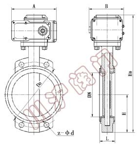 电动衬氟蝶阀(半衬) 结构图