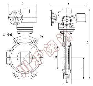 电动衬氟蝶阀(全衬) 结构图