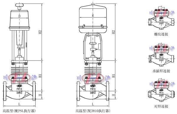 电动高温调节阀外形尺寸