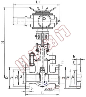 Z941电动闸阀,结构图