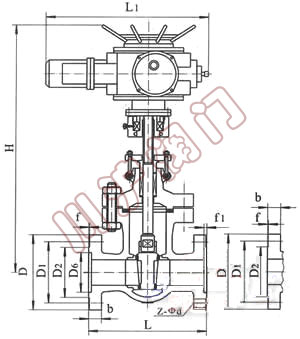 Electric wedge type gate valve Structure diagram